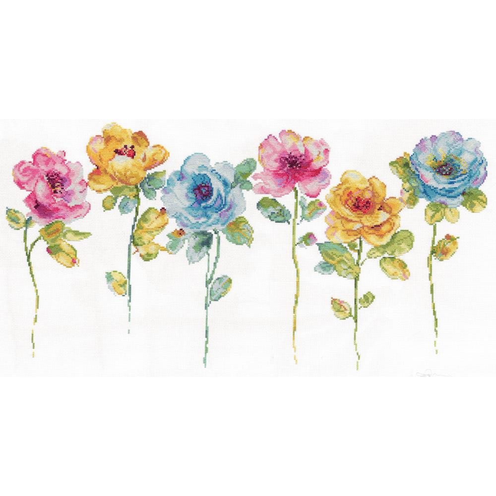 Watercolor Floral Row Counted Cross Stitch Kit